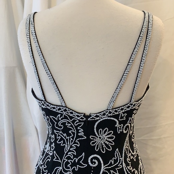 MON Cheri Black Beaded Dress Prom Evening Formal S/M - Picture 7 of 9
